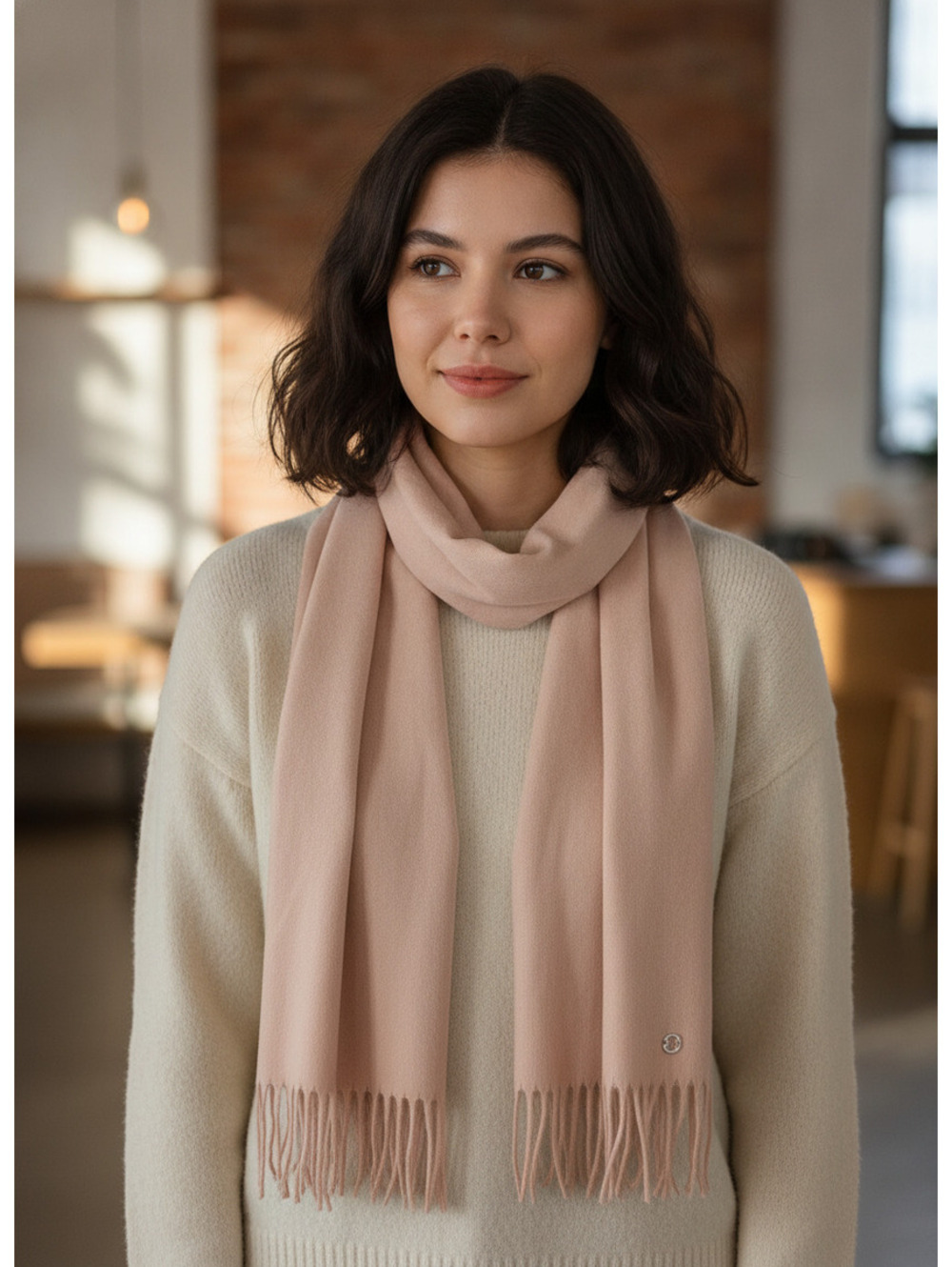 NWT light pink Calvin Klein fringed scarf winter coquette spring fall cozy